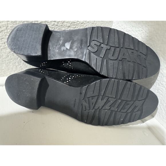 Stuart Weitzman Black Suede Studded Oxford Lace Up Dress Shoes - Picture 6 of 7